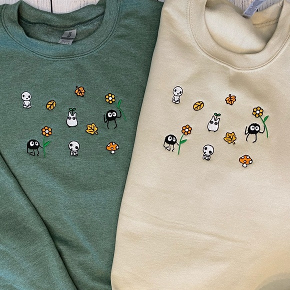 Ghibli Friends Enjoying Fall Embroidered Sweatshirt - Picture 2 of 4